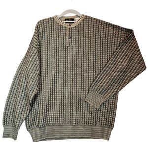 The Italian Sweater Co. Mens Large 3D Knit Geometric Grandpa wool blend Crewneck